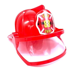 Fireman Chief Helmet Hat with Visor Kid's Adult Firefighter - Picture 1 of 4