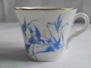 Rörstrand Tea Cup Saucer Rare 19th Century Flying Sparrows 1005 READ - Picture 1 of 13