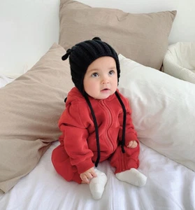 Bebé Niño Pequeño Niños Niñas Mangas Largas Mono Rojo Mono Ropa Conjuntos Cremallera - Imagen 1 de 7