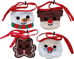 Christmas Hat and Bandana Bibs Costumes for Pet Cat Dog (4 Bibs) - Picture 1 of 7