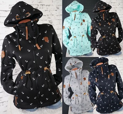 Damen Sweat Parka Mantel Jacke Hoodie Kapuze Fleece gefüttert maritim M - 6XL - Bild 1 von 4