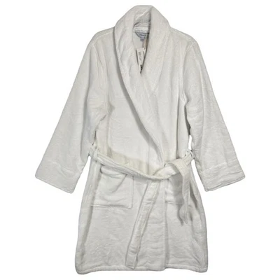 NUEVO Bata de felpa corta The Company Store talla XL algodón turco blanco albornoz spa Foto 1 de 4