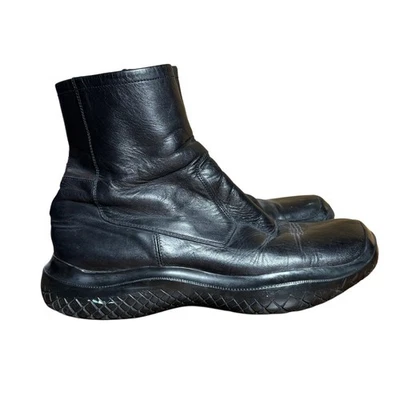 FW 1999 复古 Prada Linea Rossa 黑色皮革切尔西靴,尺寸 39.5/9 — 第 1/4 张图片