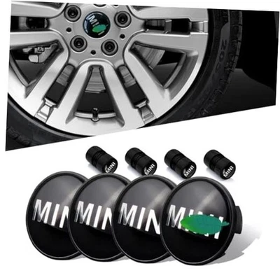 Tapa central de rueda de coche 4 piezas 54 mm negra compatible con cubiertas centrales de rueda MINI MN Foto 1 de 4