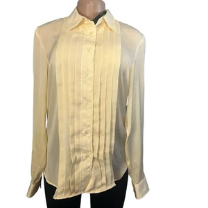 NWT Lauren Ralph Lauren Elegant Cream Satin Button Down Blouse Size Large - Picture 1 of 11