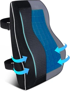 Cooling Gel Lumbar Support Pillow for Office Chair Car, Memory Foam Back Support - Picture 1 of 10