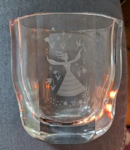 Orrefors Crystal Art Glass Vase w Etched Girl & Flowers Vintage Signed Numbered - Picture 1 of 6