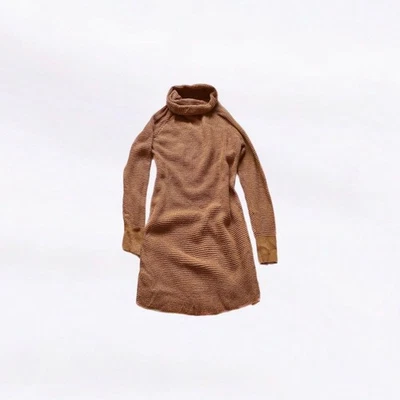 Vestido Suéter Forever 21 Marrón Claro Tostado Cuello Alto Tejido Manga Larga Mediano Acogedor Foto 1 de 4