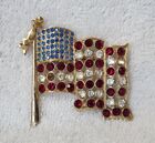 Vintage TARA USA American Flag 2.5"  Statement Pin-Missing Stones