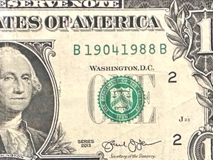 Fancy Serial Number TOMBSTONE 1904 - 1988 Date $1 One Dollar - Picture 1 of 3