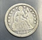 1851 Liberty Seated Dime Very Good Details 90% Us Silver Coin- Zm