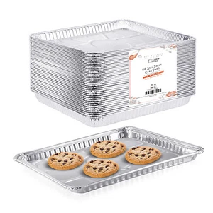 (25 Pack) 1/4 Size Cookie Sheet Baking Cake Pans - 12.8 x 8.9 Aluminum Foil Tray - Picture 1 of 8