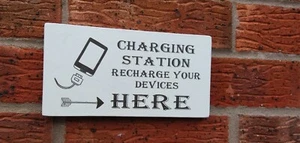 Mobile phone charging station wooden plaque sign work office sign - Picture 1 of 2