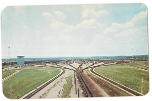 ELKHART ELECTRONIC RAILROAD YARDS Train Tracks Indiana Postcard RR Ramp - Picture 1 of 2