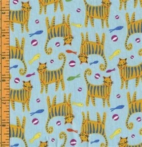 1 Yard Vtg Quilters Only Fabric Susan Sargent Cat Fish Cotton Fabric 2002 #5675 - Picture 1 of 2