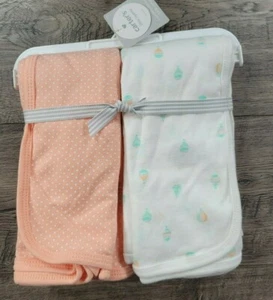 New Carter's Swaddle Rare Hot Air Balloon Pink Polka Dot 2pk Baby Blankets VHTF - Picture 1 of 1