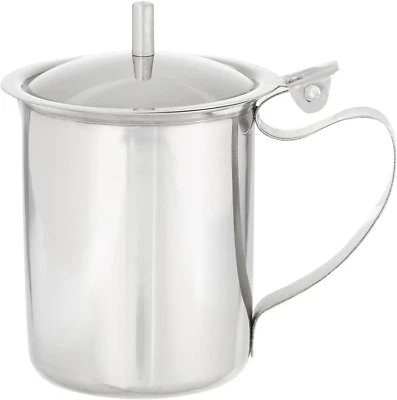 Crema Winco de acero inoxidable con cubierta, 10 onzas, mediana, metálica Foto 1 de 4