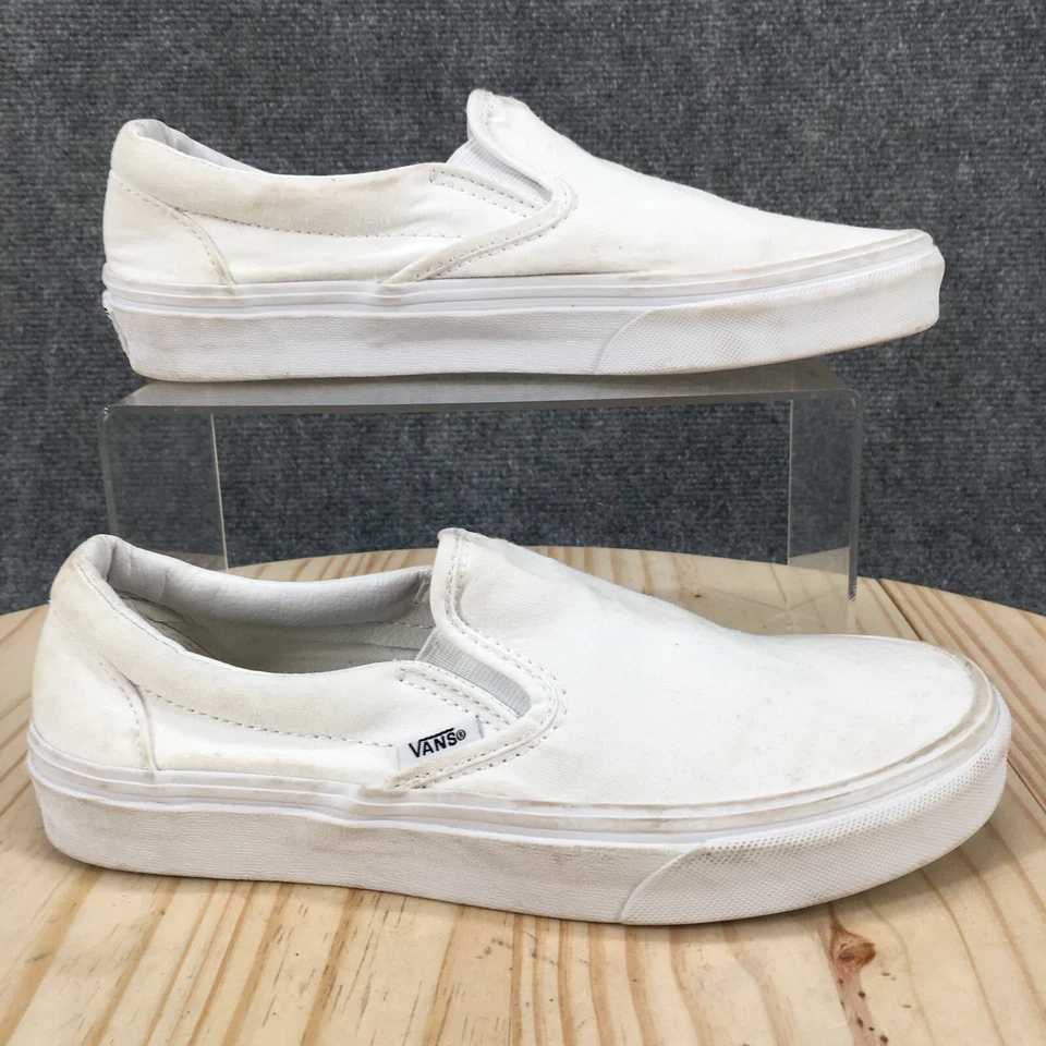 Vans Zapatos Hombres 7 Mujeres 8.5 Zapatillas Sin Cordones Patín Blanco Lona Punta Redonda Baja Foto 1 de 4