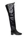 Chanel Boots Leather Black Thigh High Crinkle With Box Size 37