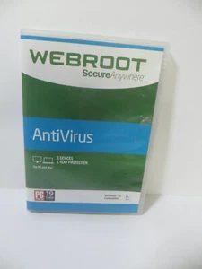 NEW Webroot SecureAnywhere AntiVirus 1 Year Protection for 3 PC/MAC Devices - Picture 1 of 5