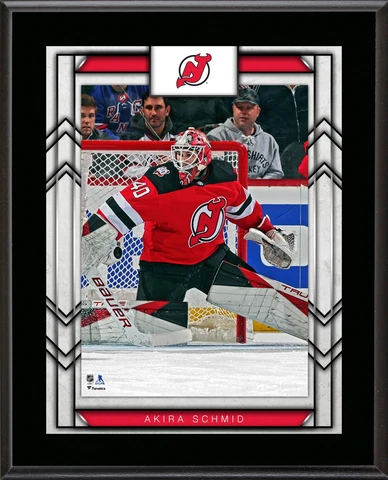 Akira Schmid New Jersey Devils 10.5" x 13" Sublimated Player Plaque Cover