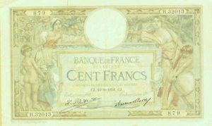 Billet Banque de France 100 fr Luc Olivier Merson Grands Cartouches CJ.10=9=1931 - Picture 1 of 2