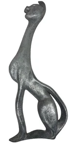 De Colección Art Deco MCM Color Plata Metal Fundido Figura Gato Elemento Arquitectónico - Imagen 1 de 4