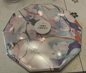 New Meri Meri Toot Sweet Painted Swirl Large Party Paper Plate Package (8) - Picture 1 of 5