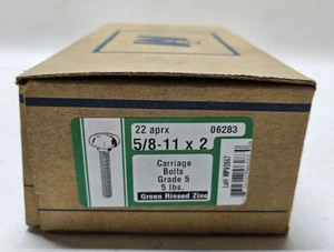 MidWest 5/8"-11 x 2 Green Rinsed Zinc Grade 5 Carriage Bolts (5lb approx. 22pcs) - Picture 1 of 9