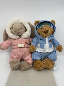Jellycat Authentic Bartholomew Bear And Bashful Bunny Snow Suit Set NWT Gift - Picture 1 of 7