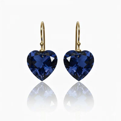 Blau Turmalin Herz Ohrring 925 Feines Silber Oktober Geburtsstein Klein Ohrringe - Bild 1 von 3