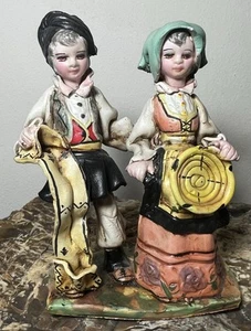 VTG Signed Ambrogio Massidda BOY GIRL 4.5”h FIGURINE ITALY Art Pottery NICE!!! - Picture 1 of 13