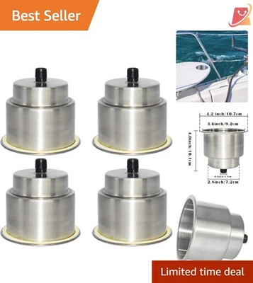 4pcs Stainless Steel Cup Drink Holders with Drain Marine Boat RV Camper Foto 1 de 4