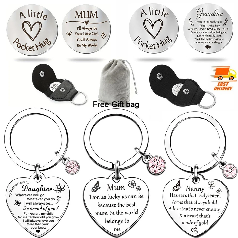 Pocket Hug Token Keyring Christmas Gifts For Mum Grandma Daughter Nanny Son Dad - Image 1 of 4