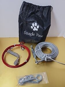 Snagle Paw Aerial Dog Run 100ft Red And Silver