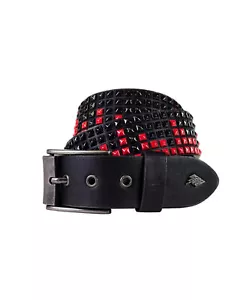 Cintura termoretraibile in pelle borchie nero rosso - Lowlife - Foto 1 di 6