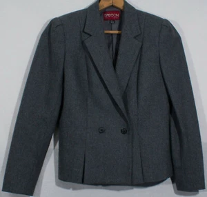 Vintage Woll Blazer 80er Sasson grau gefüttert Mantel tailliert Plissee Tailored Sale - Bild 1 von 5