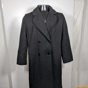 BROMLEY USA Long Wool Coat Overcoat Womens size M Black - Picture 1 of 8