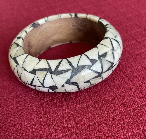 OFF WHITE Bracciale Legno Nero Bianco Bianco sporco Triangoli Geometrico Oversize Runwy