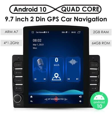 Vertical 9.7 Inch Screen Android 10 Car Stereo Radio GPS Navigation Wifi 2+64GB - Image 1 of 4