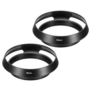 58mm Lens Hood, 2Pcs Standard Vented Matte Surface Inside Lens Hood, Black - Picture 1 of 6