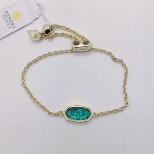 New Kendra Scott Elaina Adjustable Gold Chain Bracelet In London Blue - Picture 1 of 4
