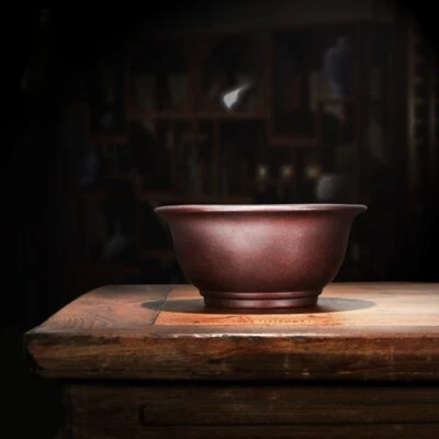 Antigua maceta redonda china de 6,3 pulgadas con árbol bonsai en maceta Zisha rojo oscuro Foto 1 de 3