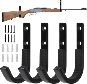 2 pares de rifles de montaje en pared de almacenamiento para armas ganchos de escopeta horizontales colgadores de metal - Imagen 1 de 7