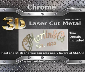 Martin and Co Guitar Decal 3d metal Headstock Restoration Sticker Logo m34b - Picture 1 of 10