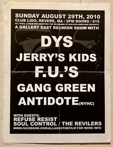DYS JERRYS KIDS F.U.'S GANG GREEN ANTIDOTE RARE SMALL FLYER 8/29/10 CLUB LIDO MA - Picture 1 of 2