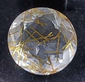 51.05 Ct Yellow Rutilated Quartz Certified Transparent Round Cut Loose Gems 5AIZ - Picture 1 of 7