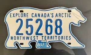 Canada Canadian NWT Northwest Territories Bear License Licence Plate 25268 - Picture 1 of 5