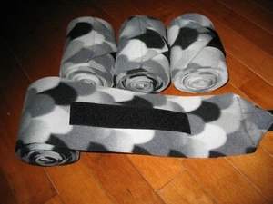 NEU 4er Set grau/schwarz Meerjungfrau Schuppen Pferd Polo Wraps (Pferd/Pony Bein Wraps) - Bild 1 von 1