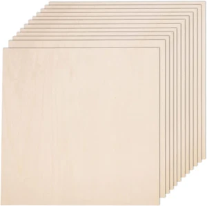 12 Pack 12 X 12 X 1/16 Inch-2 Mm Thick Basswood Sheets for Crafts Unfinished Ply - Picture 1 of 12